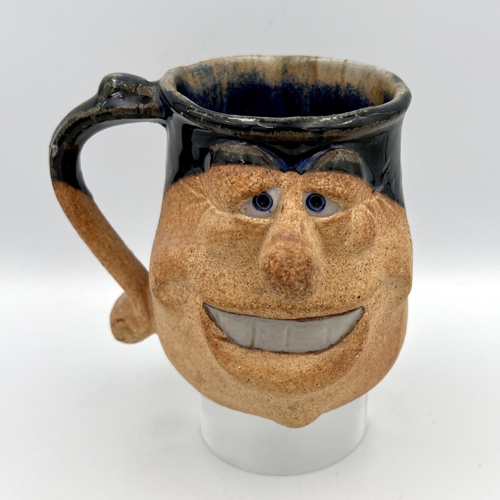 Vintage Ugly Funny Face Pottery Mug - Picture 2 of 8